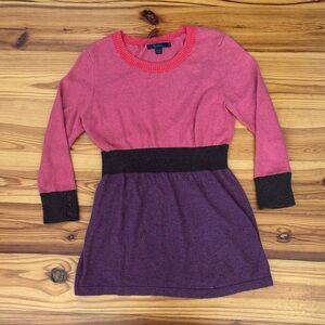 Boden Girls size 12 Coral Pink Purple Knit Sweater Dress